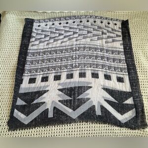 PrAna Sarong Black/White Geometric Scarf Wrap Beach Vacation Resort Summer Swim